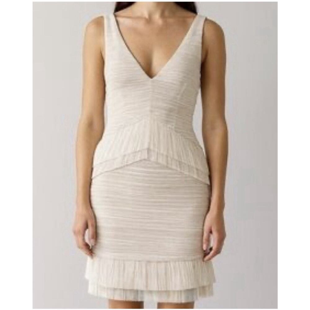 BCBGMAXAZRIA Sven pleated Peplum ruffled mini dress Size M